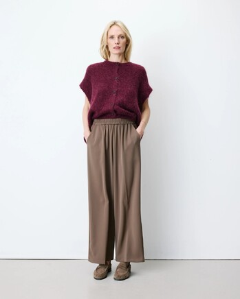 WIDE-LEG FLUID MIDE-RISE WAIST TAUPE NOBLESSE