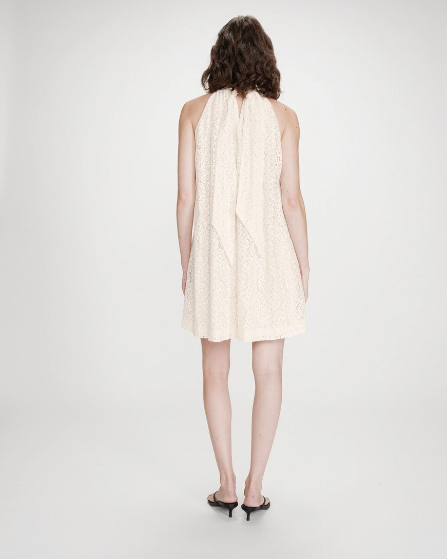 SHORT LACE DRESS ECRU VASARELY