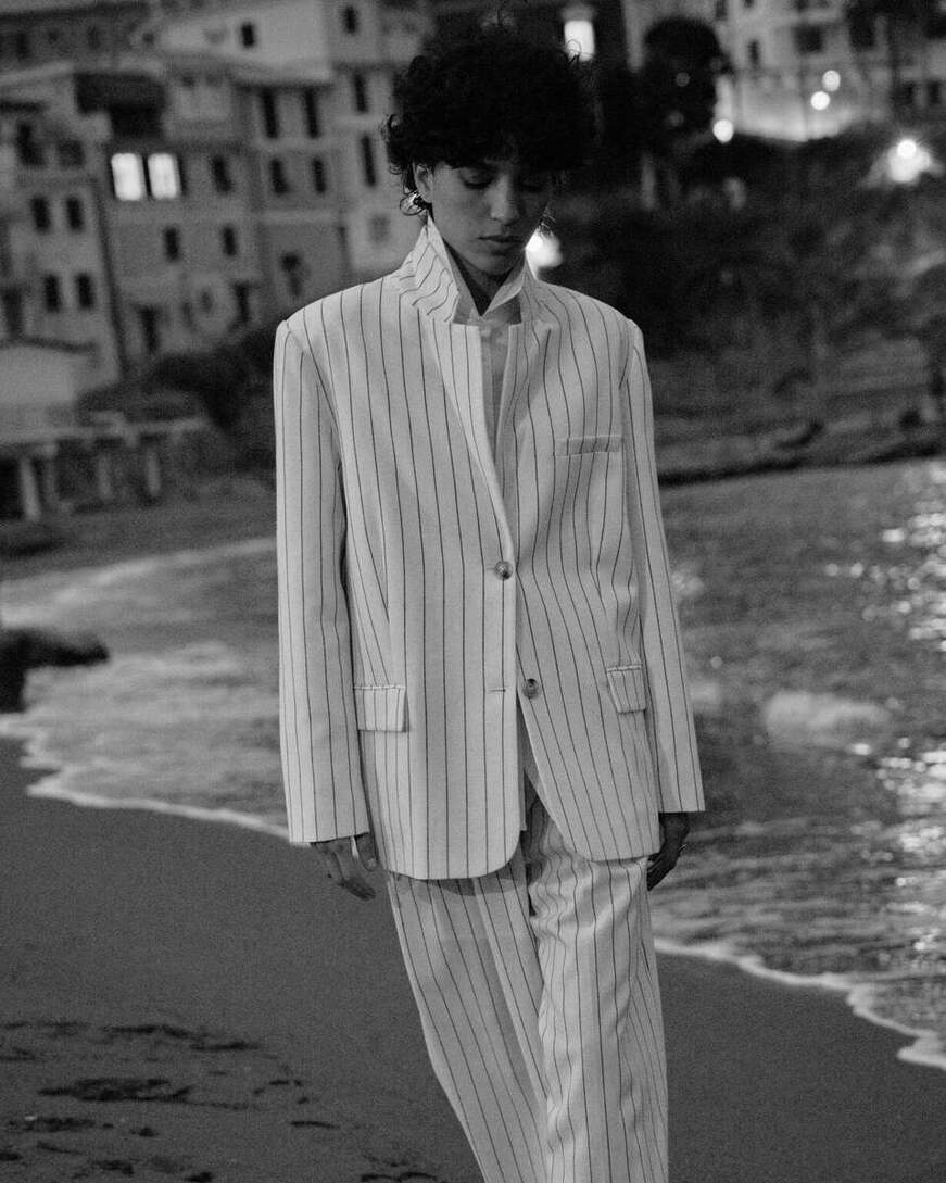  TWO-BUTTON PINSTRIPE SUIT WHITE VELVET
