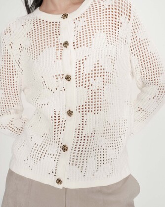 OPENWORK KNIT CARDIGAN ECRU VELASQUEZ