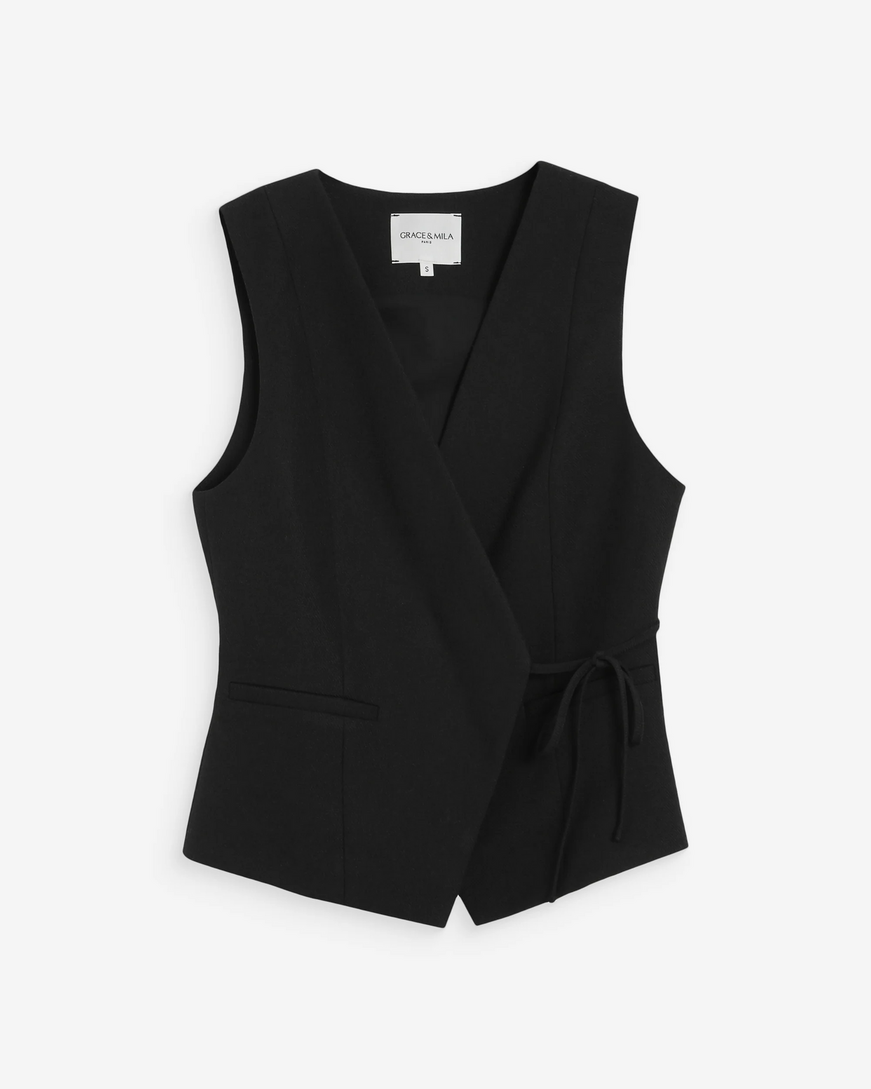 WRAP CARDIGAN NOIR VILMONT