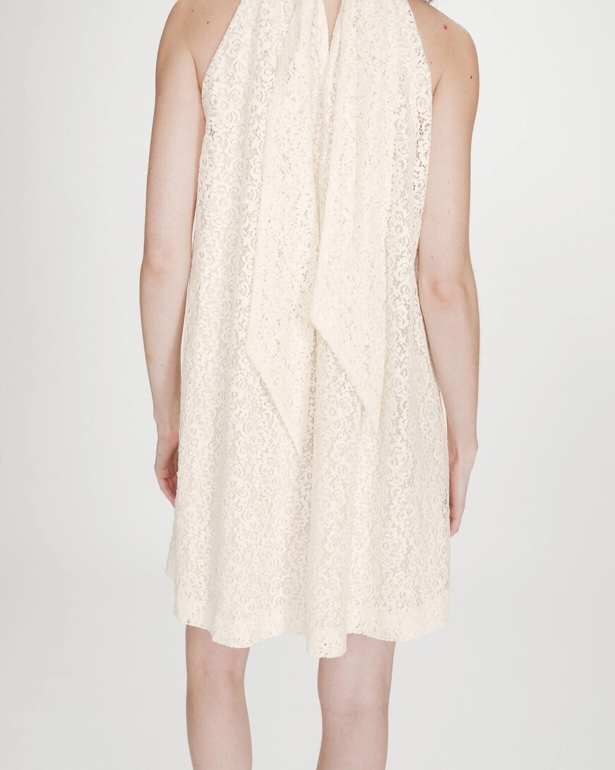 SHORT LACE DRESS ECRU VASARELY