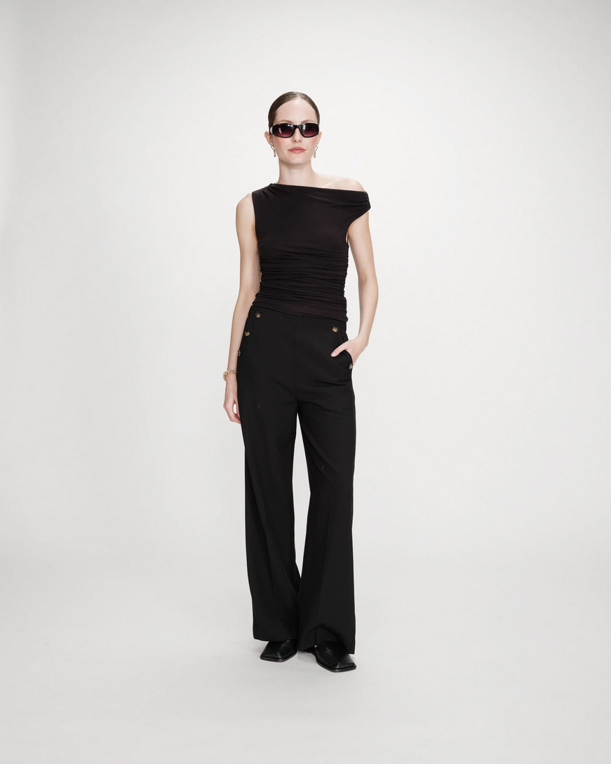 STRAIGHT TAILORED TROUSERS NOIR VALIGNY