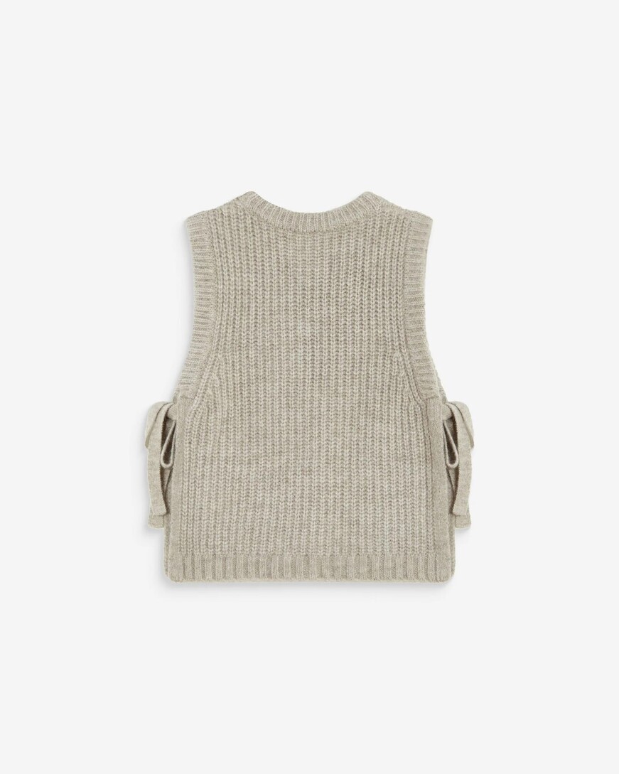SLEEVELESS SIDE-TIE SWEATER GREGE ARGAN