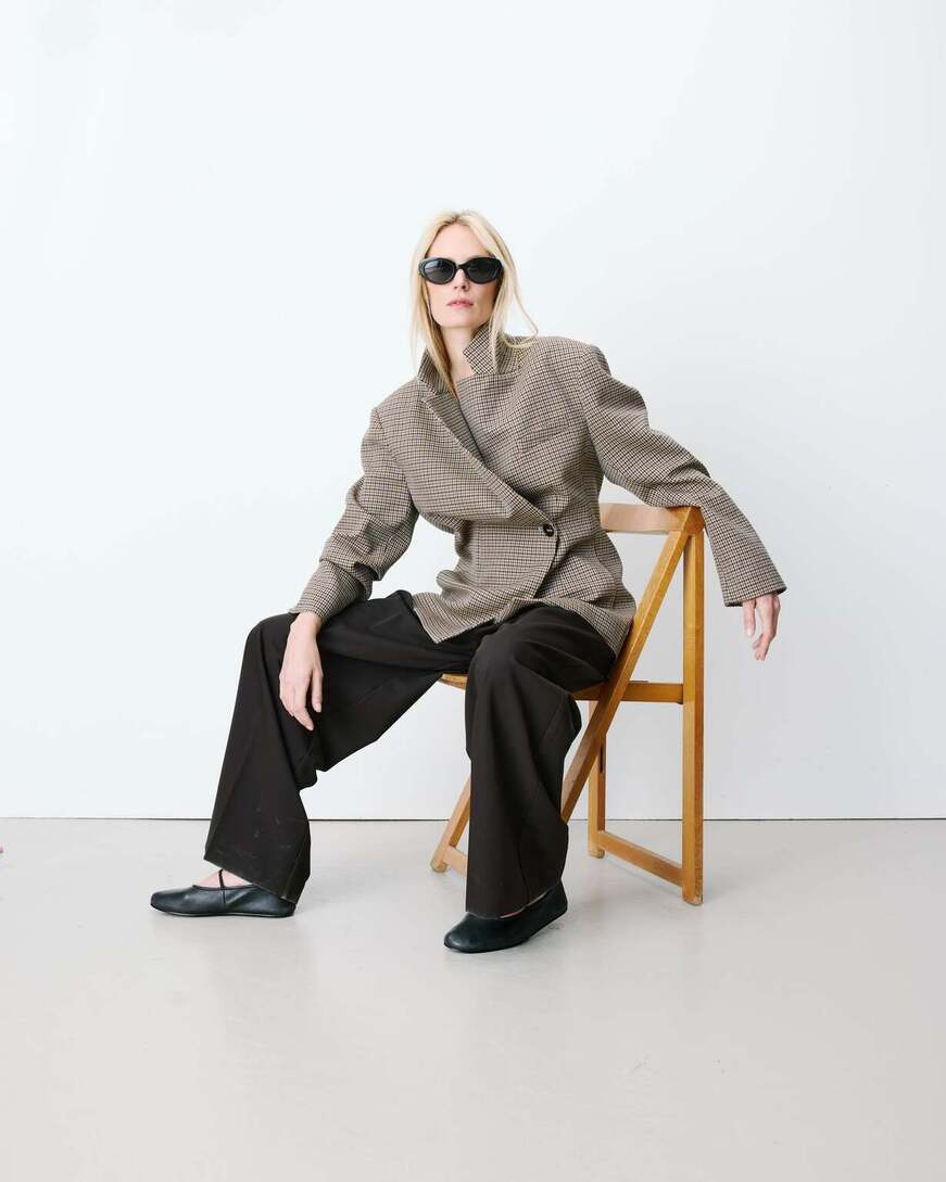 HOUNDSTOOTH SUIT BEIGE ALMOND