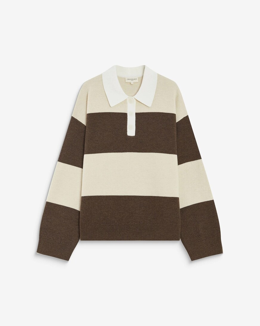 STRIPED POLO SWEATER SABLE ASTRE