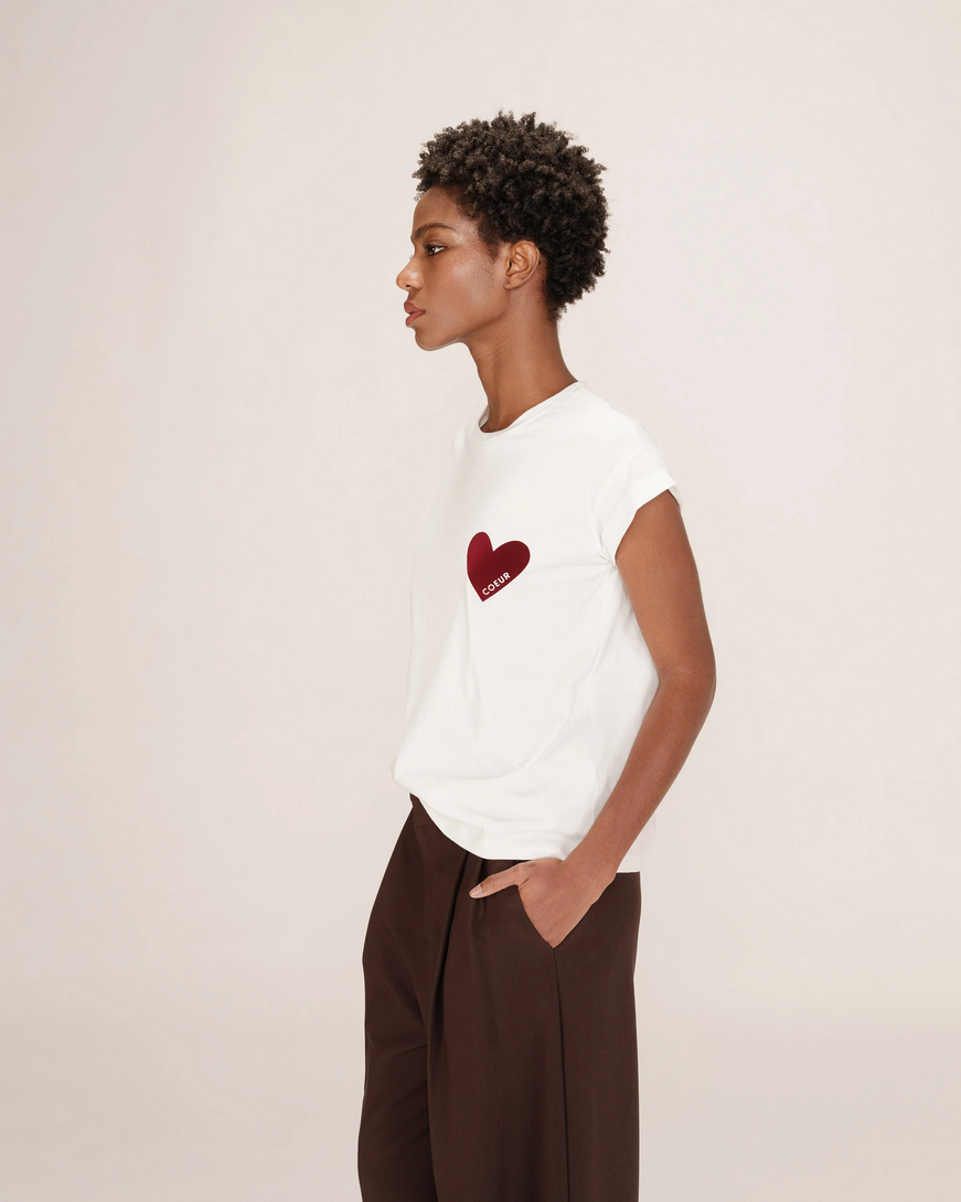 HEART PRINT T-SHIRT BORDEAUX TAKE GRACE&MILA,S
