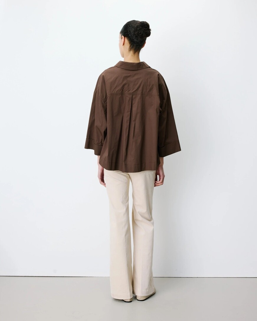 COTTON WIDE-SLEEVE BLOUSE CHOCOLAT AMBRE