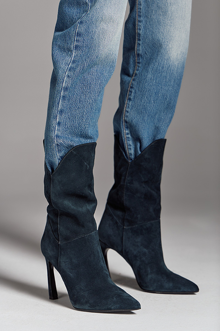 BLUE LEATHER BOOTS (BLISS) SO CHIC,36