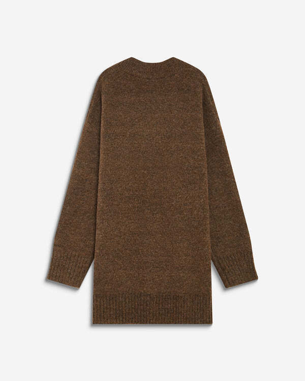 OVERSIZED SHORT V-NECK KNIT DRESS CHOCOLAT AIRINA