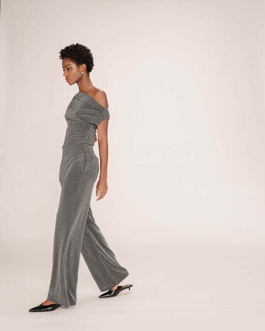WIDE LUREX TROUSERS ARGENT TRUTH GRACE&MILA,S