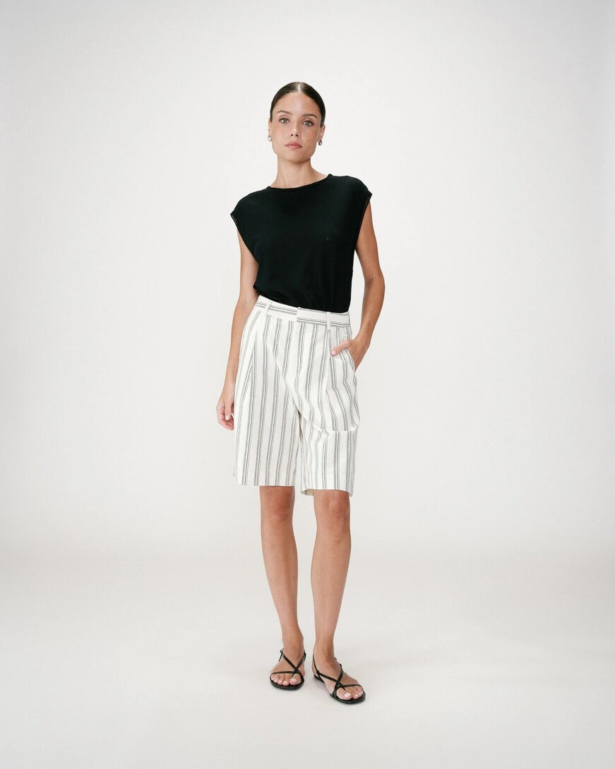 STRAIGHT COTTON BERMOUDA RAYURE WELLO,M