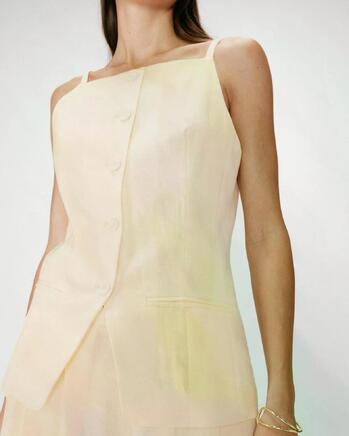 TAILORED TENCEL AND LINEN SQUARE-NEK VESTJAUNE WINSTON