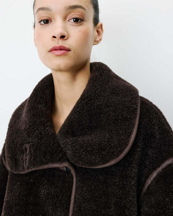 BUTTONED FAUX-FUR COAT CHOCOLAT AMELIO