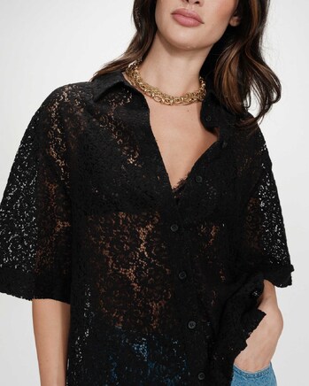 STRAIGHT LACE SHIRT NOIR VENDEL