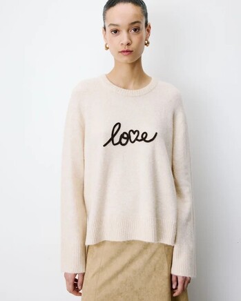 CREW-NECK SWEATER WITH EMBROIDERED TEXT SABLE AUBIN