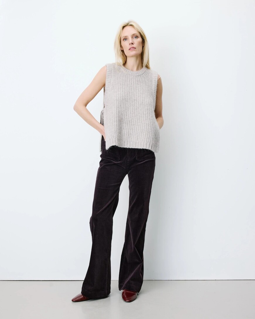 SLEEVELESS SIDE-TIE SWEATER GREGE ARGAN