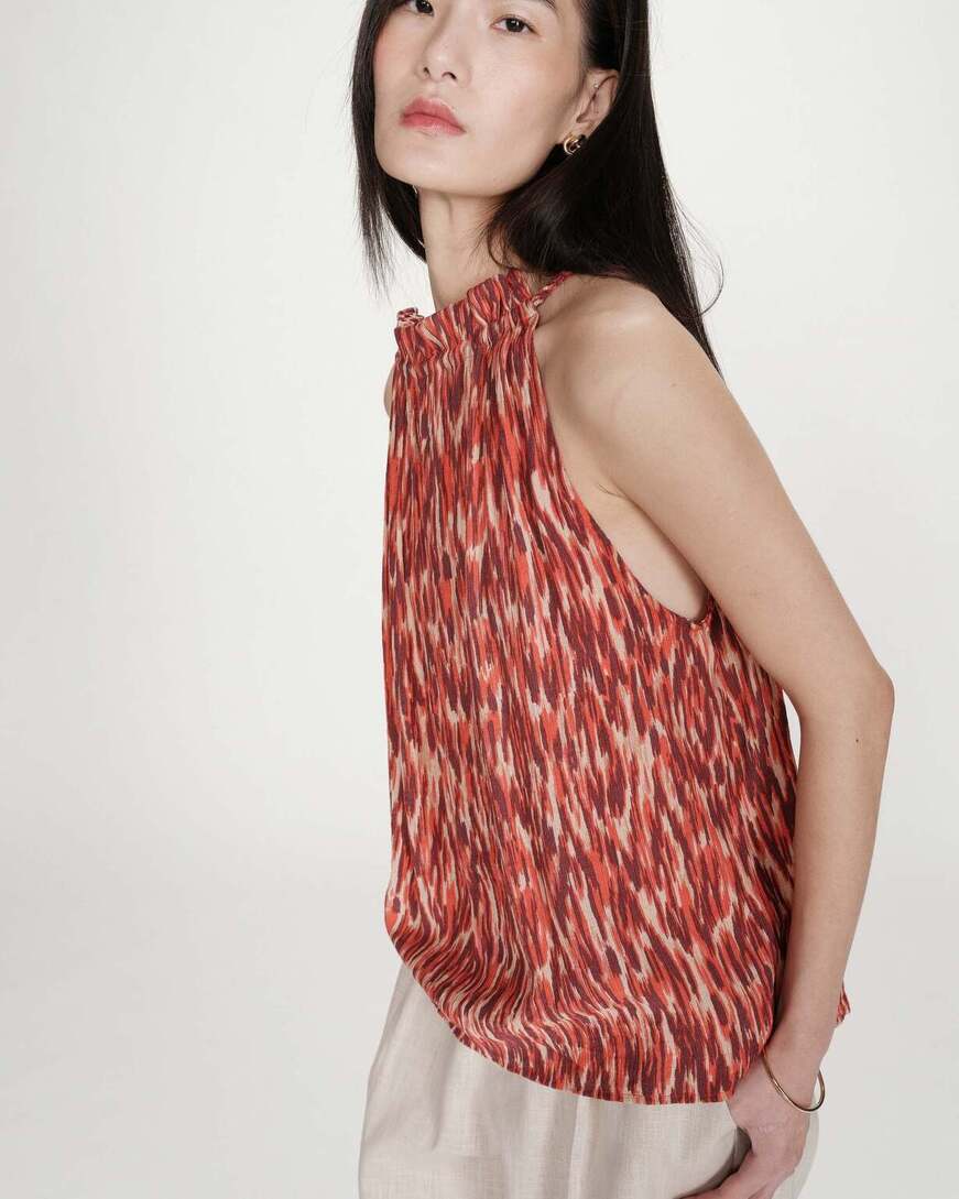 FLOWING SLEEVELESS PRINTED TOP SANGUINE VOTELLO,S