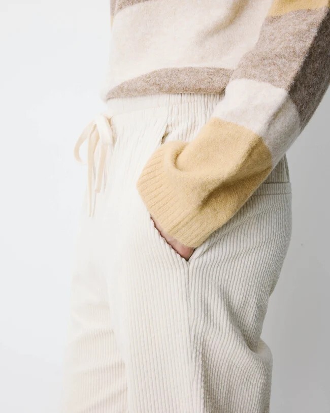 CORDUROY PANTS WITH ADJUSTABLE WAIST ECRU LIBERTY
