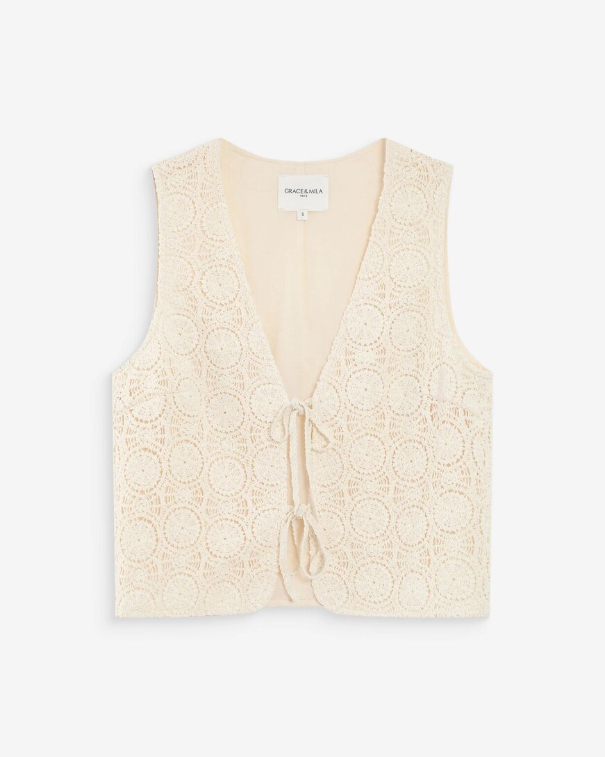 CROCHET TOP ECRU VONY
