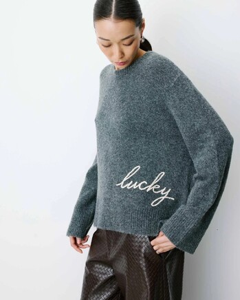 CREW-NECK SWEATER WITH EMBROIDERED TEXT IVOIRE AUBIN