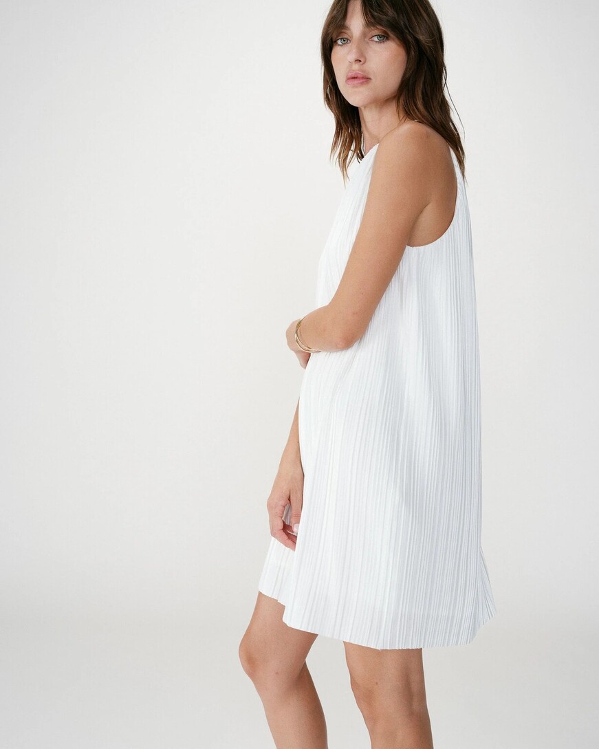 PLEATED SHORT DRESS IVOIRE WILONA